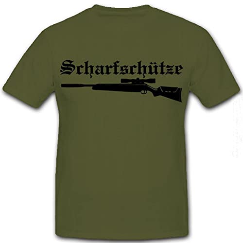 T-Shirt Sniper Vert Imprimé Fusil à Lunette et Silencieux Taille XL