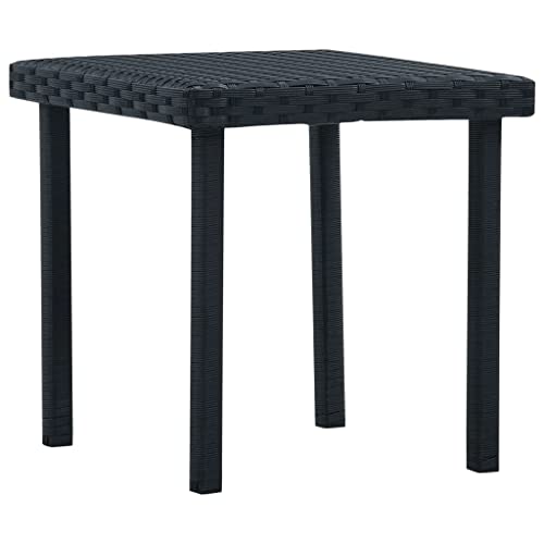 vidaXL Table à Thé de Jardin Table Basse Table d'Appoint Table à Thé de Patio Terrasse Arrière-Cour Extérieur Noir 40x40x40 cm Résine Tressée