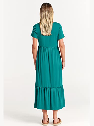 Image of ANRABESS Womens 2026 Summer Casual Maxi Dress A line Tiered Flowy Short Sleeve Crewneck T Shirt Beach Travel Long Dresses