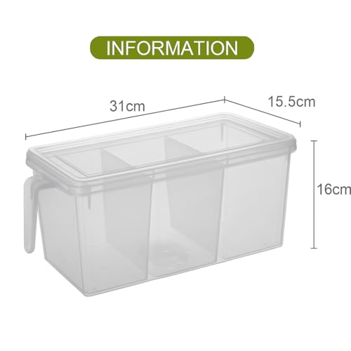 Image of Oblivion Fridge Storage Organizer 3500ml - 3 Compartment Box, Space-Saving Transparent Refrigerator Container for Fruits, Vegetables, Durable Plastic Multipurpose Kitchen Storage (Pack of 1)