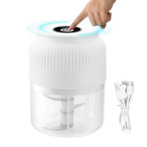 Picadora Ajo – Picadora Eléctrica Ajo, Mini Procesador Alimentos Inalámbrico Con Batidor | Trituradora Portátil Para Verduras, Nueces | Robot Cocina Para Comida Bebé, Cebollas