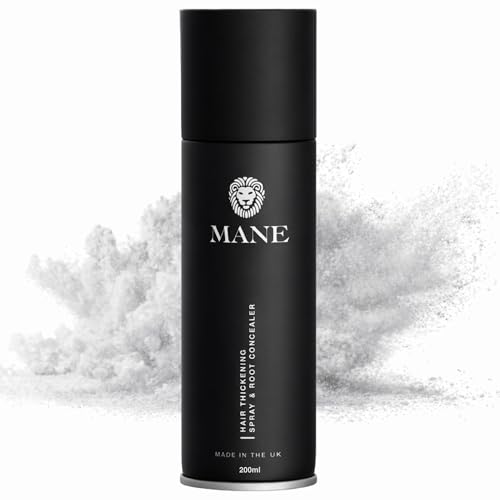 Mane Micro-Mineral Hair Thickening Spray & Root Touch Up Spray Instant Volume & Root Cover Up for Thinning or Fine Hair Lightweight Buildable Coverage for Men & Women Silver 200 ml