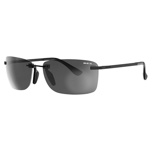 BEX Legolas OTG Rimless Polarized Sunglasses - UV Protection Lightweight Sport Eyewear (BLACK/GRAY/SILVER)