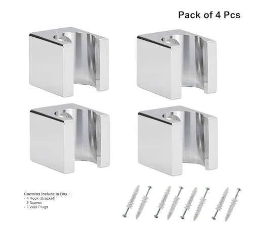 Image of Health Faucet Wall Hook Stand /Hook /Bracket Made with Aluminum (Solid Metal) for Health Faucet and Hand Shower Silver /Chrome (Pack of 4)