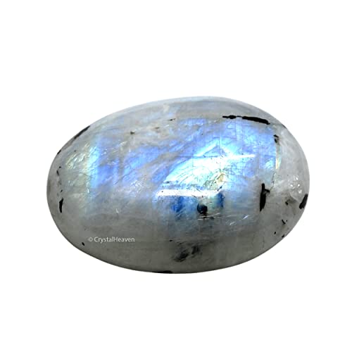 Image of Certified Large Rainbow Moonstone Crystal Palm Pebbles Stones for Anxiety Stress Relief Massage - AAA Grade Original Healing Gemstone Agate Palm Stone for Yoga Meditation Spiritual Reiki Feng Shui