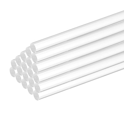 MECCANIXITY 20 Pcs Acrylic Round Rods 3/16" x 10" Clear Acrylic Dowel Rods Sticks Plastic Sticks Strip for Model Making DIY Crafts Lighting Gardening Decorations - 5mm x 250mm