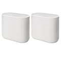 iDesign Small Oval Plastic Bathroom Trash Cans - Ideal for Bathroom, Bedroom, or Office - Set of 2 - White