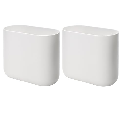 iDesign Small Slim Plastic Bathroom Trash Can, 2-Pack, White | Bedroom, Office, Desk, Dorm