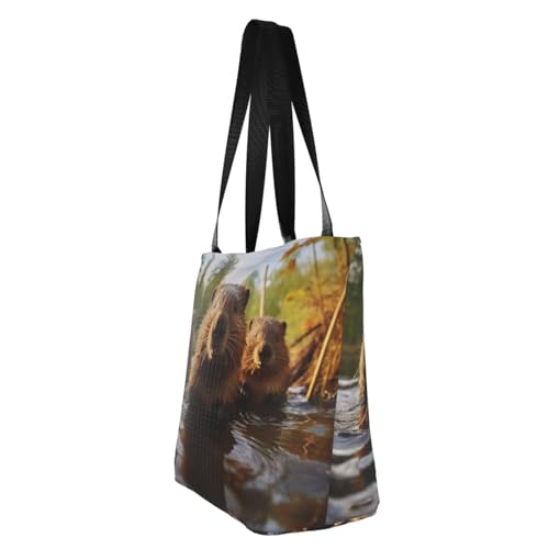 beaver working1 Print Comfortable Shoulder Bag Summer HandbagTravel Beach Work Daily Use Versatile Carry4