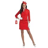 Fun Shack Disfraz Azafata Mujer Rojo, Traje Azafata, Disfraces Azafatas, Disfraz Mujer para Carnaval y Halloween, M
