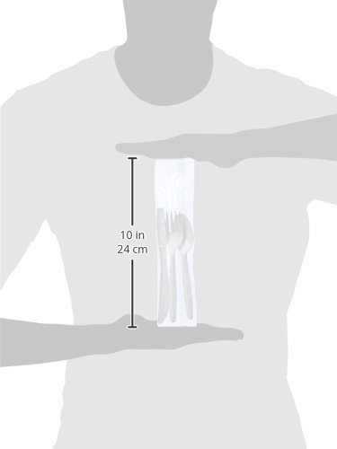 Amazon Basics Medium Weight Plastic Individually Wrapped Cutlery Kits, White, 500 Count