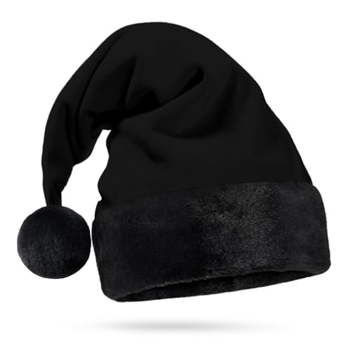 Schwarze Weihnachtsmütze – lang, Samt, weich, warm, pelzig, Mr. und...