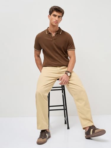 Image of Urbano Fashion Men's Solid Regular Fit Half Sleeve Cotton Polo T-Shirt