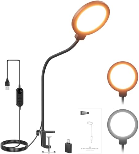 Aro foco LED bicolor para mejorar la imagen en videollamadas de Zoom