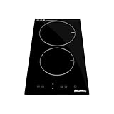 SUPRA Parrilla Eléctrica de Vitrocerámica, 2 Quemadores, Cristal Templado Negro, VITRO 2