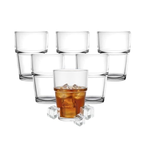 HOMESHOPA Stackable Drinking Glass, 6 Pack 170ml Crystal Clear Small Tumbler, Drinking Glasses for Water, Beverages & Cocktails, Transparent Glassware for Home, Kitchen & Parties, Dishwasher Safe