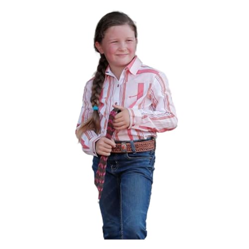 Cruel Girl Girls' Long Sleeve Red & White Stripe Snap Shirt (CTW3370021, US, Alpha, Small, Regular, Regular)