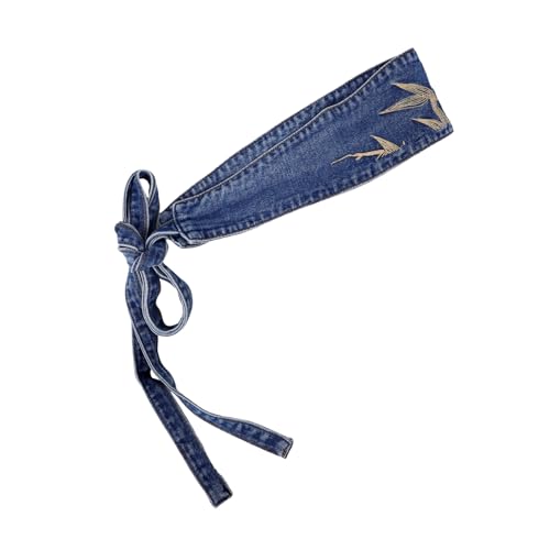 Beaupretty Retro Wide Denim Waistband for Women Embroidered Corset Cinch Belt Stylish Tie Waist Belt for Dresses and Jeans Comfortable Classic Fashion Accessory