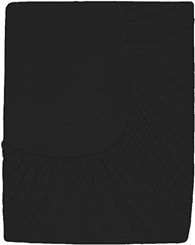 Image of Sweet Dream's 750 Collection Egyptian Cotton Fitted Bedsheet 4 to 12 Inch Matress 15 inch Drop King Size Bed (72x72) Inches (6 by 6) Feet + 2 Pillow Covers (18x28), Black