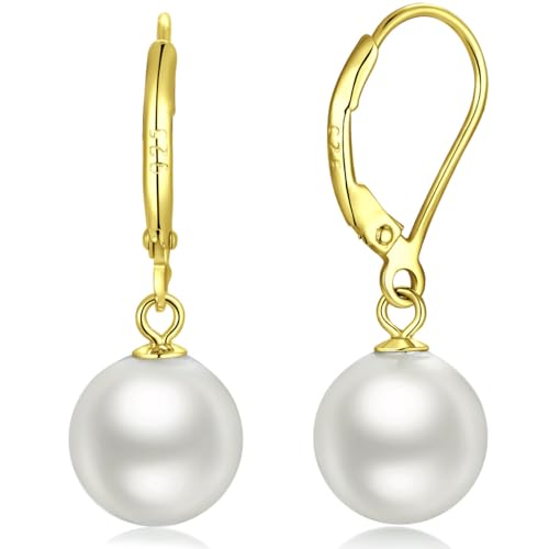 Boucle Doreille Perle De Culture Boucles D'Oreilles Femme Argent Perle Blanche 10mm Femmes Bijoux