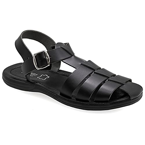 Emmanuela Comfortable Ancient Greek Style Leather Fisherman Sandals for Men, Cushioned insole Handmade Leather Men's Sandals, Quality Adjustable Buckle Summer Shoes