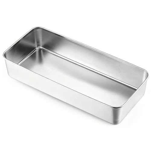 Meenewching Molde para pan de acero inoxidable 33 x 15 x 6 cm, molde rectangular para pan esponjoso y pasteles jugosos, molde grande para tartas rectangulares para familias, apto para lavavajillas