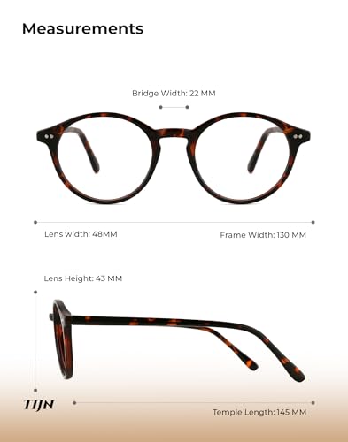 Image of TIJN Blue Light Blocking Glasses Men Women Vintage Thick Round Rim Frame Eyeglasses