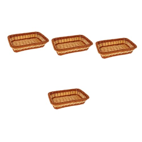 Amosfun 4 Piezas Cesta De Almacenamiento De Vajilla Cesto De Ropa Sucia Con Tapa Mini Cesta De Mimbre Pequeña Cesta De Mimbre Junto a La Piscina Alimento Tapas Manejas Panera El Plastico