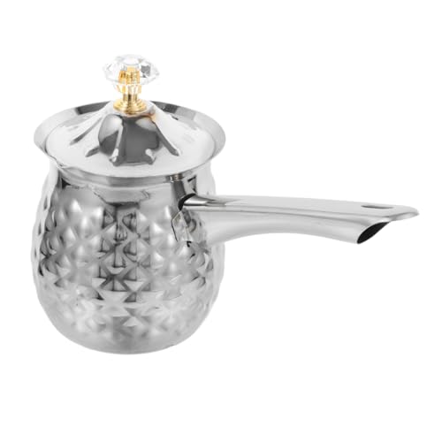 PRETYZOOM Stainless Steel Coffee Pot Maker 400ml Turkish Coffee Pot Unique Spout for Milk Frothing Multipurpose Home Shop Restaurant Hotel Use