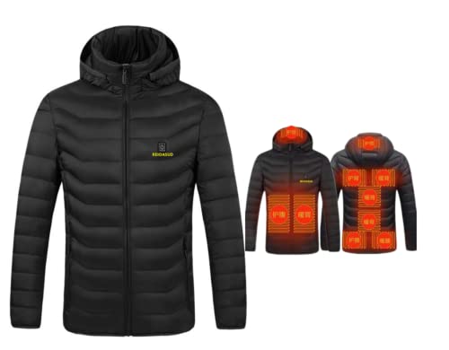 Heated Hoodie for Men and Women,Heated Jacket with 3 Heating Levels, 9 Heating Zones Heated Down Hooded Coat