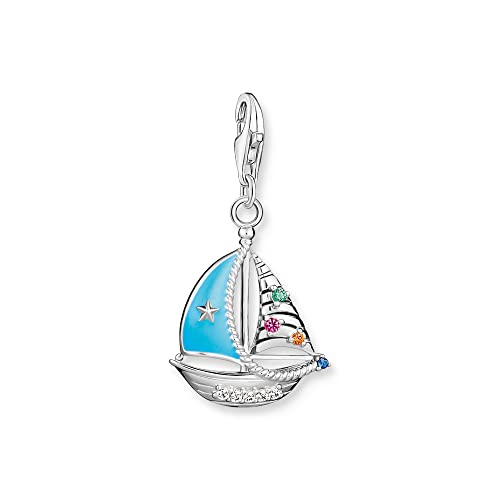 Thomas Sabo Pendentif Charm voilier Argent Sterling 925, Noirci, Émail À Froid