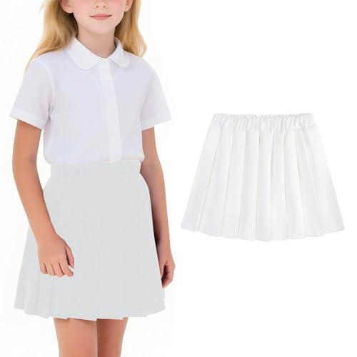 Bidobibo Back to School Fashion School Uniform Skirts for Girls Trendy Elastic High Waist Pleated Skorts with Shorts Kids Preppy Cute Clothes
