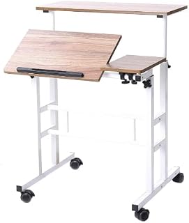 soges Home Office Mobile Standing Desk with Cup Holder and Hooks,Oak:101