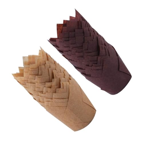 iplusmile 200 piezas Moldes para Magdalenas Resistente Alta Temperatura Papel Antigrasa para Horno Forma de Flor Bicolor Marrón Oscuro Marrón para Cupcakes Muffins Pasteles