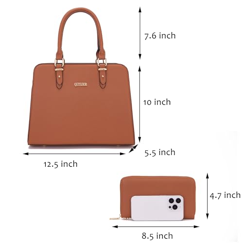 Image of Qiyuer Satchel Purses For Women Handbag And Wallet Set Tote Bag | Premium Vegan Leather,Matching Wallet,RFID Blocking,Work,Casual