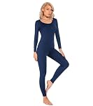 Liang Rou Women's Scoop Neck Top & Bottom Ultra Thin Thermal Underwear Set Royal Blue Medium