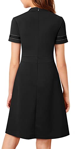 Girls Crew Neck Casual A-Line Swing Dress for School Party 4-14 Years KC1062