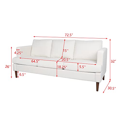 Nosga 3 Seat Sofa, Big Sofa Combination Sofa Velvet Sofa Velvet Sofa Set, Modern 72" Velvet Sofa Three Seater Couch And Single Sofa Unique Arm And Wood Legs, Creamy-White #TOP1