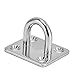 Klanata 4 Pcs 304 Stainless Steel Eye Plate with Enclosed Hook, Ceiling and Wall Mount Hanging Hardware for Marine and Industrial Use, 40 kg Load Capacity per Plate, Brushed Finish - Pack