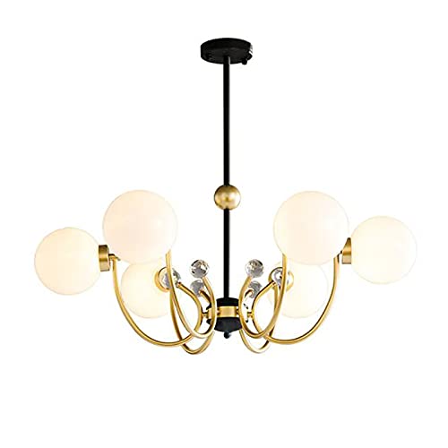 Lustre en verre 6 bras à grand éclairage stable et plafonnier moderne noir semi-encastré