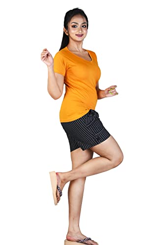 Image of Women's Super Soft Round V Neck Short Sleeves Cotton Solid Regular Fit T-Shirt
