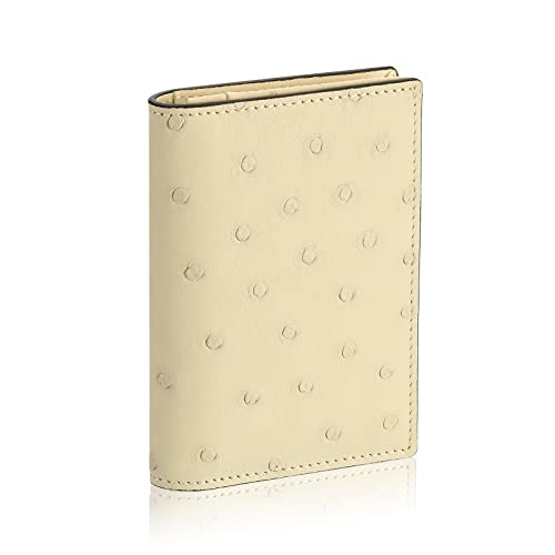Image of HISCOW Full Grain Leather Business Card Holder Case | Minimalist EDC wallet, gusset holds 25 cards, ID window, fits folded bills, bifold profile, premium gifts for men & women