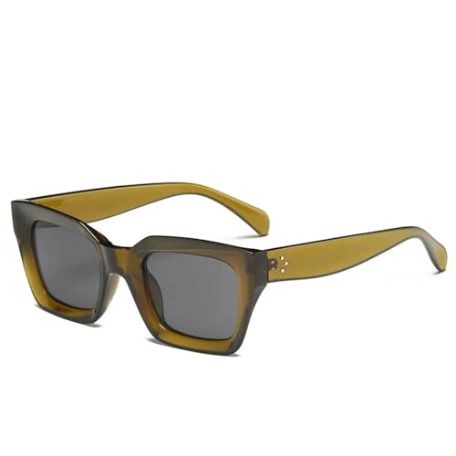 HYYZZC Gafas de sol de diseño vintage para hombre, gafas de ojo de gato, protección UV400, 04 verde, gris, talla única