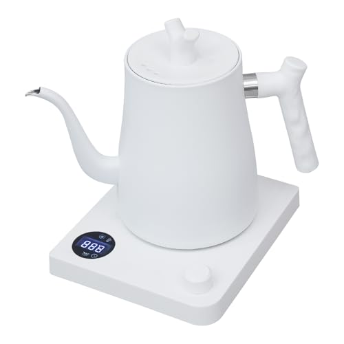 Schwanenhals Elektrischer Wasserkocher, Edelstahl Wasserkocher mit Temperatureinstellung 40-100°C, 1000W Schnellheizer, 1L Kapazität für Kaffee, Tee, mit LED Display & Sicherheitsfunktionen (Weiß) Schwanenhals Elektrischer Wasserkocher, Edelstahl Wasserkocher mit Temperatureinstellung 40-100°C, 1000W Schnellheizer, 1L Kapazität für Kaffee, Tee, mit LED Display & Sicherheitsfunktionen (Weiß)