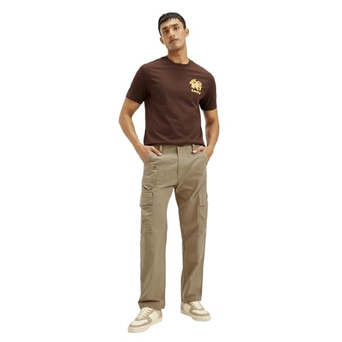 Image of Levi's Men's Mid Rise Khaki Loose Fit Cargo Trousers