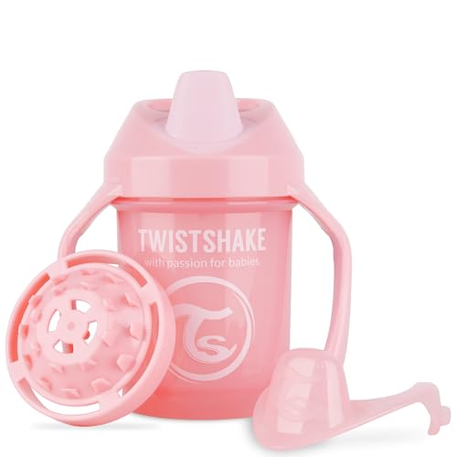 TWISTSHAKE Mini Cup Vaso de Aprendizaje Polipropileno (PP) para Beber con Antiderrame Boquilla de Blanda 230 ml, para Sorber para Bebé y Mezclador de Frutas, Sin BPA, 4+ Meses, Rosa Pastel