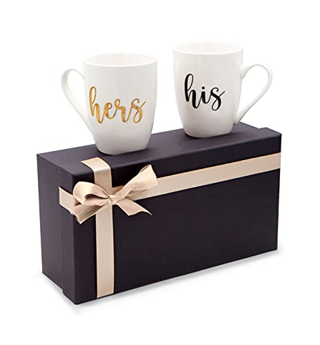 QT Occasions Couple Gift Mug Set His and Hers, Wedding gifts for couple, Couple gifts, Mr and Mrs Gifts, Engagement Gifts for couples, Wedding present, Newlywed gift, Mr and Mrs mugs