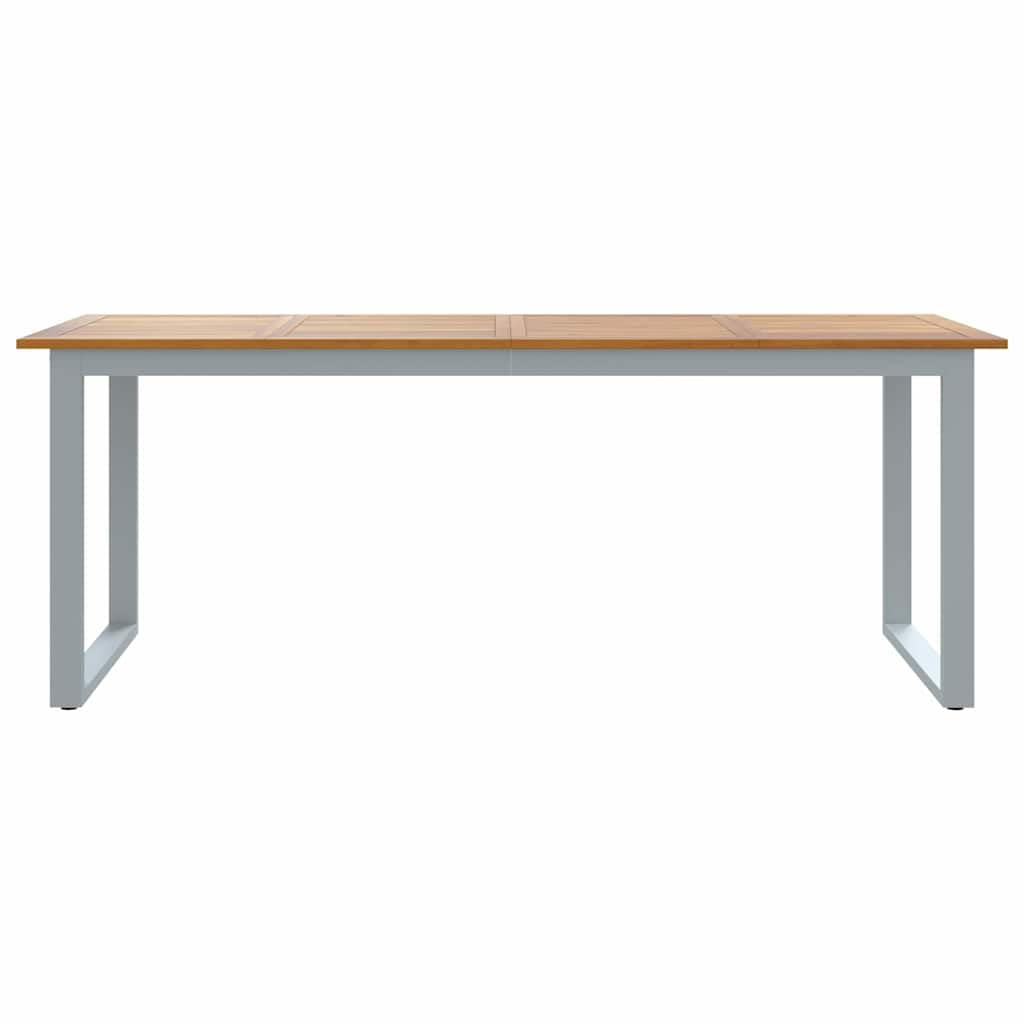 Stół ogrodowy, szary, lite drewno akacjowe, 200 x 90 x 75 cm, ze stalową ramą, stół tarasowy i stół balkonowy do ogrodu, na patio, kemping i dla rodziny, idealny do jedzenia i pikniku na