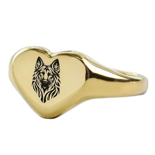 Bague berger allemand en cœur, le cadeau idéal en argent plaqué or