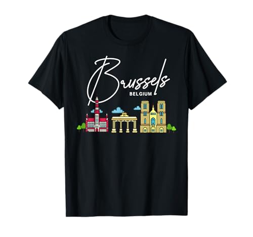 Brussels Belgium City Skyline Map Travel T-Shirt